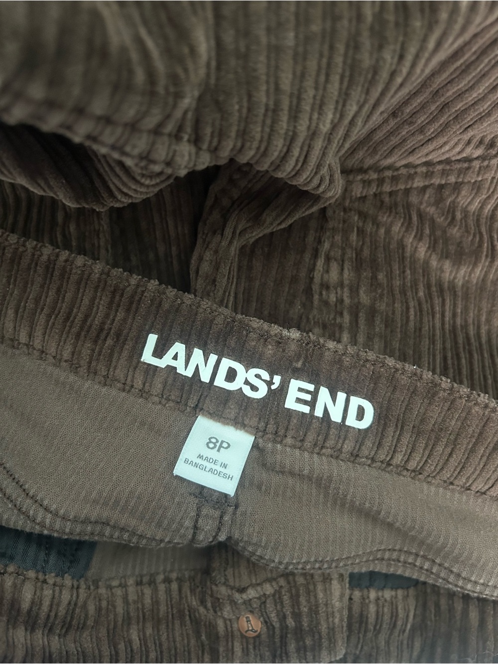 Lands End Corduroy Barrel Leg Pants Women’s 8P Petite Brown - Picture 3 of 7